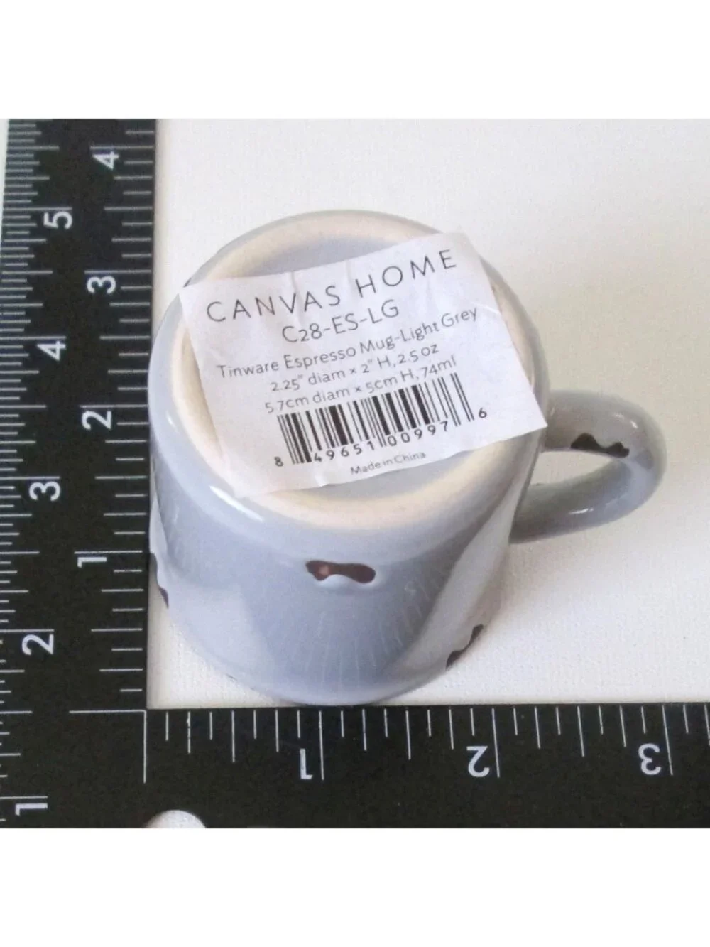 Canvas Home Tinware Espresso Mug Set 4 Cups Rustic Distressed Style With Box